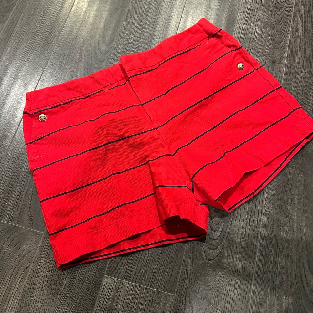 Tommy Hilfiger Red and Black Striped High Waist Shorts